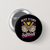 Softball Nur Ein Mädchen Das Softball Liebt Softba Button (Vorne & Hinten)