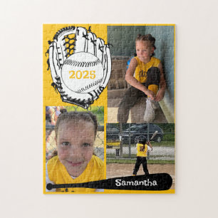 Softball oder Baseball 3 Foto Jigsaw Puzzle Gelb