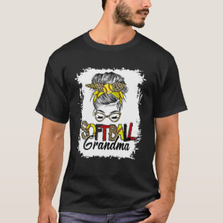 Softball Oma Life mit Leopard Messy Bun Mothe T-Shirt