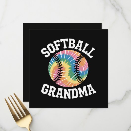 Softball-Oma Menükarte (Vorderseite/Rückseite Beispiel)