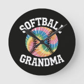 Softball-Oma Runde Wanduhr (Vorderseite)