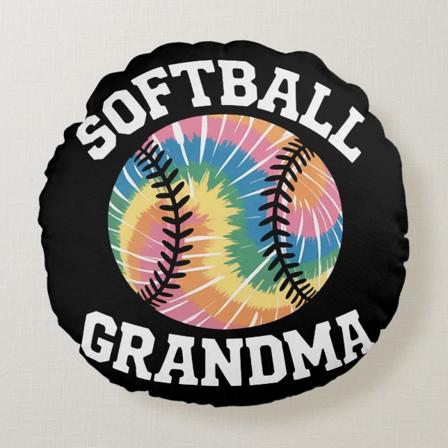 Softball-Oma Rundes Kissen (Vorderseite)