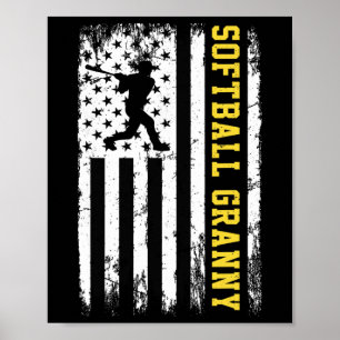 Softball-Oma Vintage-USA-Amerikanische Flagge Poster