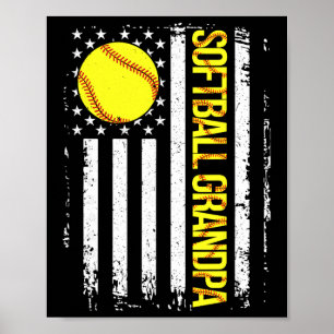 Softball Opa Amerikanische Flagge Vintage Ic Spiel Poster