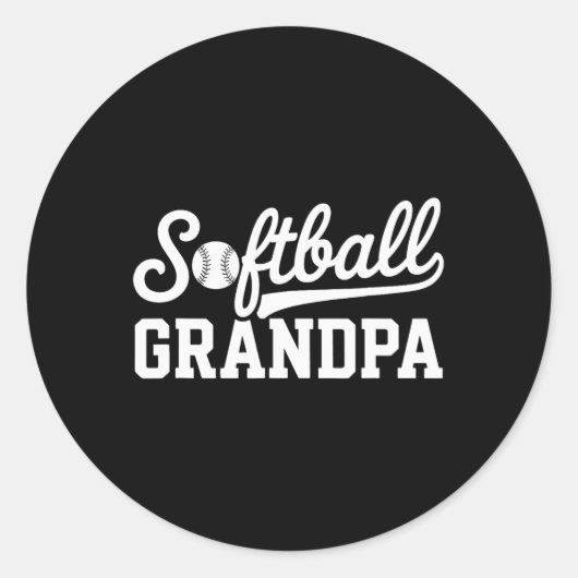 Softball-Opa Runder Aufkleber (Vorderseite)