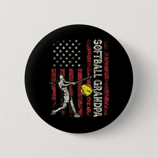Softball-Opa-US-Flag-Geschenke-Vater-Männer-Patrio Button (Vorderseite)