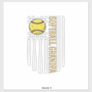 Softball-Opa Vintage-Flagge Vektor-Design_1 Aufkleber