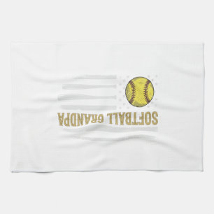 Softball-Opa Vintage-Flagge Vektor-Design_1 Geschirrtuch