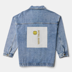 Softball-Opa Vintage-Flagge Vektor-Design_1 Jeansjacke