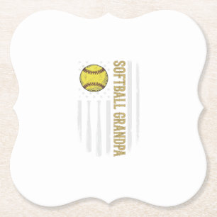 Softball-Opa Vintage-Flagge Vektor-Design_1 Untersetzer