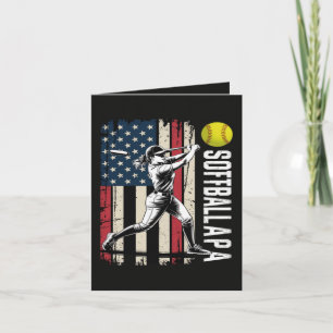 Softball Papa Amerikanische US-Flagge Feiertagskarte
