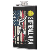 Softball Papa Amerikanische US-Flagge Flachmann (Links)