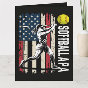 Softball Papa Amerikanische US-Flagge Karte