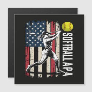 Softball Papa Amerikanische US-Flagge Magnetkarte