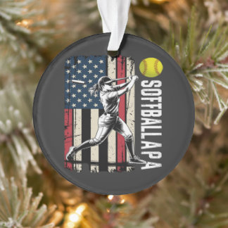 Softball Papa Amerikanische US-Flagge Ornament