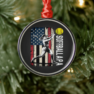 Softball Papa Amerikanische US-Flagge Ornament Aus Metall