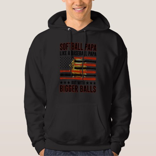 Softball Papa Like A Baseball Papa Father's Day Hoodie (Vorderseite)