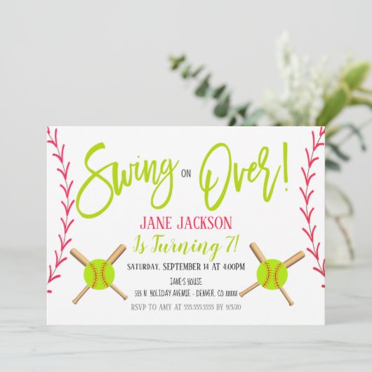 Softball-Party Einladung (Stehend Vorderseite)