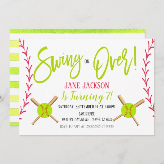 Softball-Party Einladung (Vorne/Hinten)