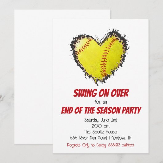 Softball-Party Einladung (Vorne/Hinten)