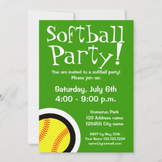 Softball-Party Einladungen für Geburtstage und