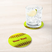 Softball personalisieren Aquamarine Ball Caoch Runder Pappuntersetzer (Vor Ort)