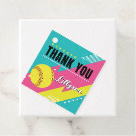 Softball Pink Aquamarin Yellow Geburtstagsparty Da Geschenkanhänger