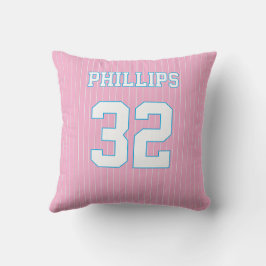 Softball Pink Blau und Weiß Jersey Kissen