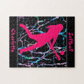 Softball Pink / Schwarz / Silber Puzzle (Horizontal)