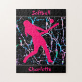 Softball Pink / Schwarz / Silber Puzzle (Vertikal)