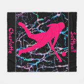 Softball Pink / Schwarz / Silberes Fleece-Leder Fleecedecke (Vorderseite (Horizontal))