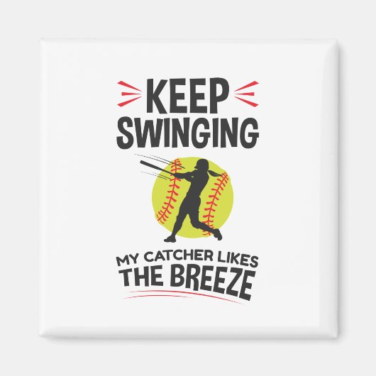 Softball Pitcher Funny Behalten Schwingen Brise Magnet (Vorne)
