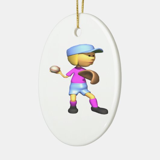 Softball-Pitcher Keramikornament (Links)