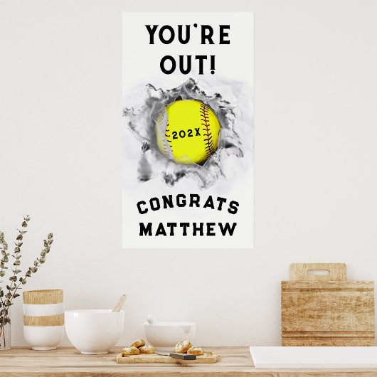 Softball Player Abschluss Poster (Küche)