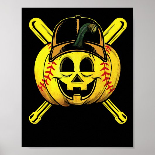 Softball Player Beängstigend Pumpkin Costume Hallo Poster (Vorne)