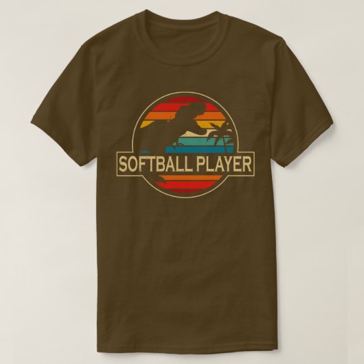 Softball Player Dinosaurier T-Shirt (Design vorne)