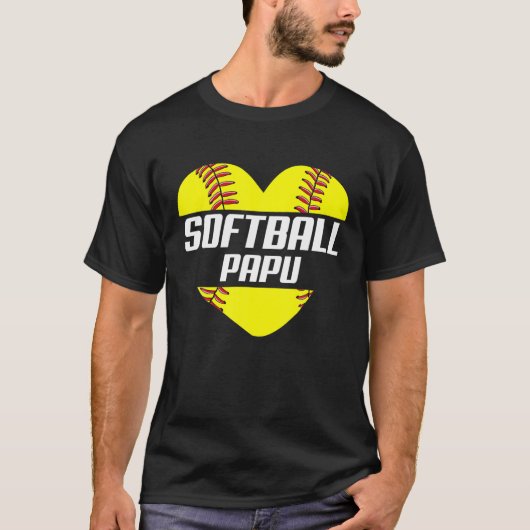 Softball Player Familie spendet Softball Papu Herz T-Shirt (Vorderseite)