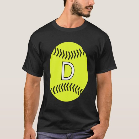 Softball Player Favorite Letter Initial D T-Shirt (Vorderseite)