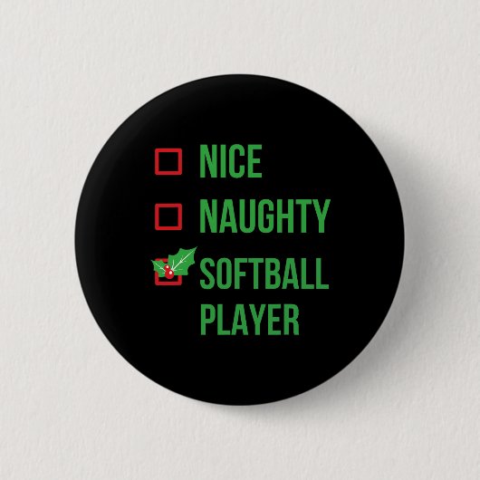 Softball Player Funny Pajama Weihnachtsgeschenk Button (Vorderseite)