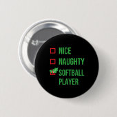 Softball Player Funny Pajama Weihnachtsgeschenk Button (Vorne & Hinten)