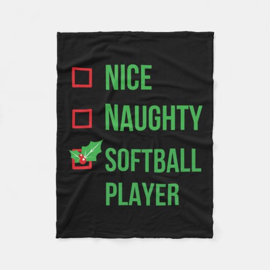 Softball Player Funny Pajama Weihnachtsgeschenk Fleecedecke (Vorderseite)