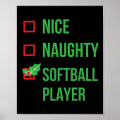 Softball Player Funny Pajama Weihnachtsgeschenk Poster (Vorne)