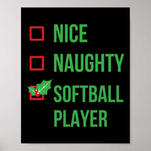 Softball Player Funny Pajama Weihnachtsgeschenk Poster (Vorne)