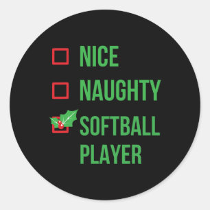 Softball Player Funny Pajama Weihnachtsgeschenk Runder Aufkleber