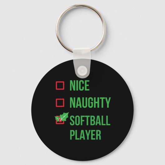 Softball Player Funny Pajama Weihnachtsgeschenk Schlüsselanhänger (Vorderseite)