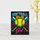 Softball Player Girl Ice Cream Softball Tropfen Karte (Gelbe Blume)