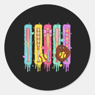 Softball Player Ice Cream Softball Tropfen Runder Aufkleber