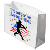 SOFTBALL PLAYER LIEBEN SOFTBALLDESIGN DER USA GROßE GESCHENKTÜTE (Rückseite Schrägansicht)