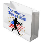 SOFTBALL PLAYER LIEBEN SOFTBALLDESIGN DER USA GROßE GESCHENKTÜTE (Vorderseite Schrägansicht)