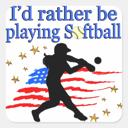 SOFTBALL PLAYER LIEBEN SOFTBALLDESIGN DER USA QUADRATISCHER AUFKLEBER (Vorderseite)
